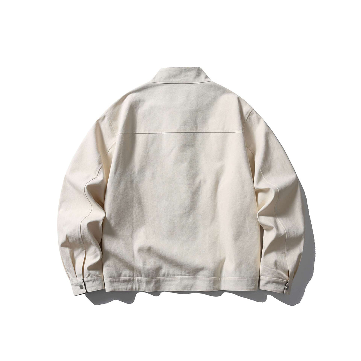Men's short jacket with stand-up collar, concealed zipper, and checked inner lining EVA-US