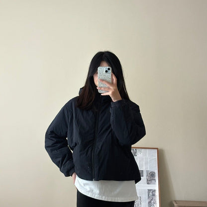 Women short cut light thermo hoodie jacket with oversized silhouette EVA-US