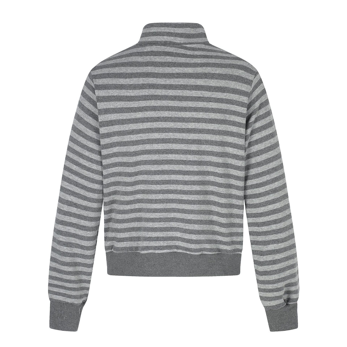 Men's Hoodless Striped Zip Blouson Jacket with Funnel Collar and Vintage Print EVA-US