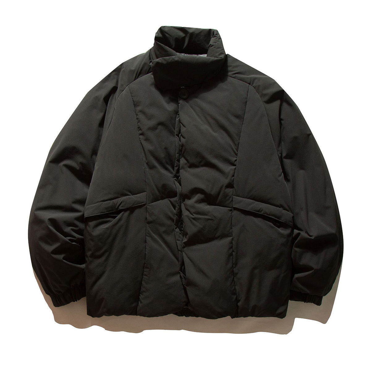 Men's Boxy Thermal Puffer Jacket with overlapping stand-up collar and patch flap pockets EVA-US