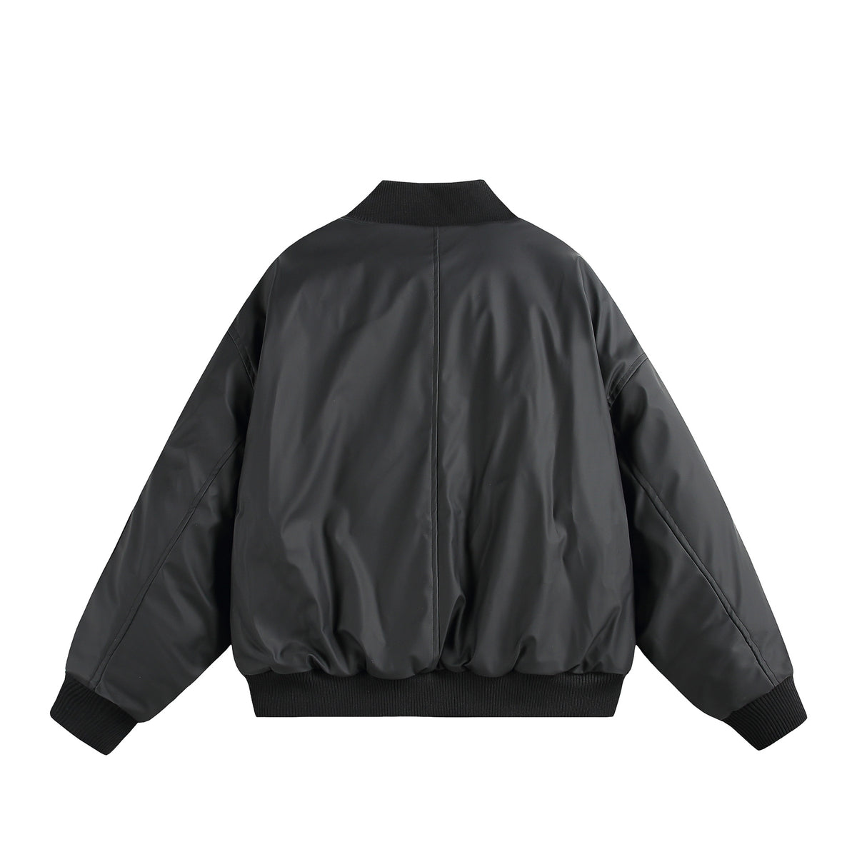Unisex Short Cut Oversized Puffer Jacket with Utility Arm Pocket and Ribbed Cuffs EVA-US