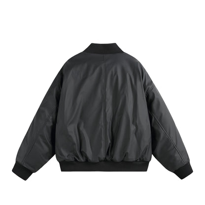 Unisex Short Cut Oversized Puffer Jacket with Utility Arm Pocket and Ribbed Cuffs EVA-US