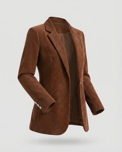 Women's cord blazer with lapel collar
