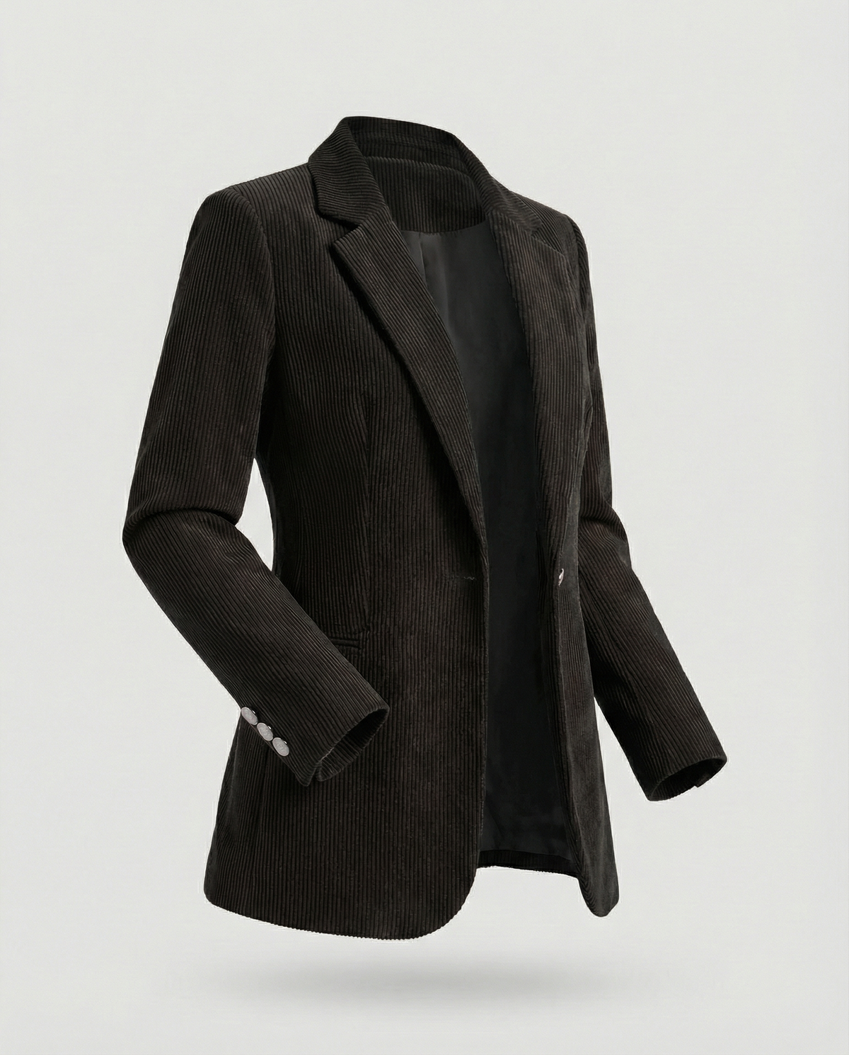Women's cord blazer with lapel collar