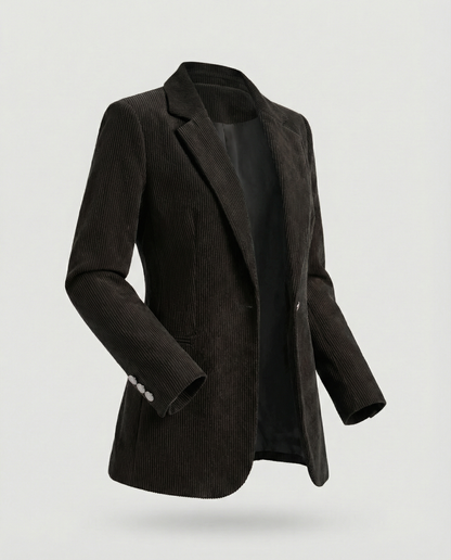 Women's cord blazer with lapel collar