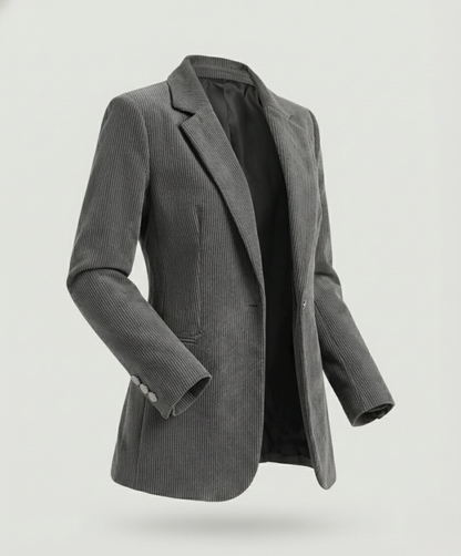 Women's cord blazer with lapel collar