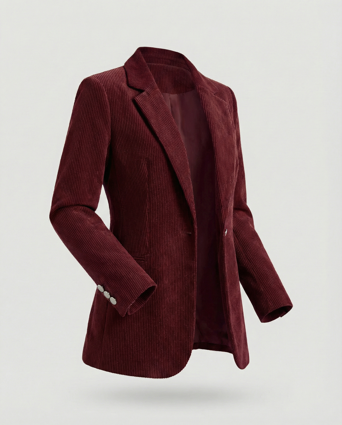 Women's cord blazer with lapel collar