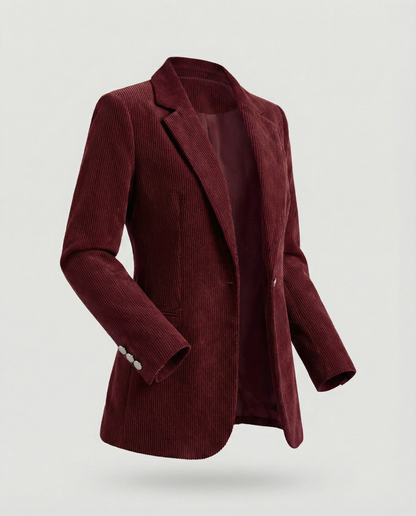 Women's cord blazer with lapel collar