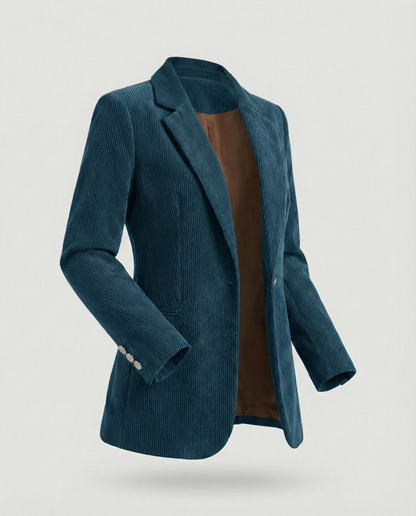 Women's cord blazer with lapel collar