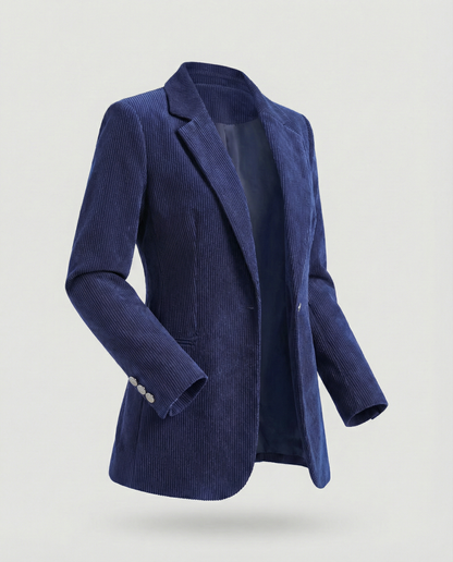 Women's cord blazer with lapel collar