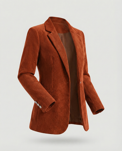 Women's cord blazer with lapel collar