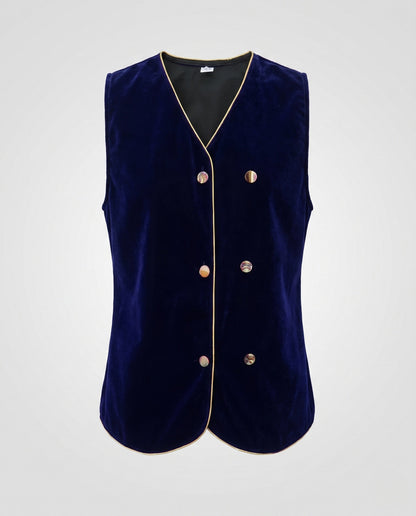 Women Elegant Velvet Vest with Button Details EVA-US