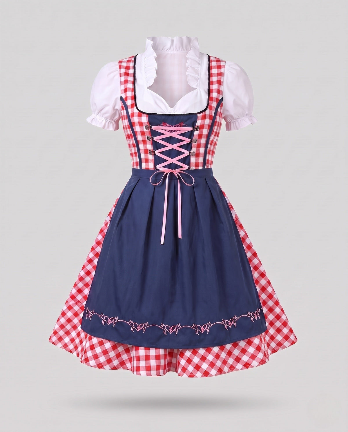 Women's traditional dress with checkered top and elegant ruffles EVA-US