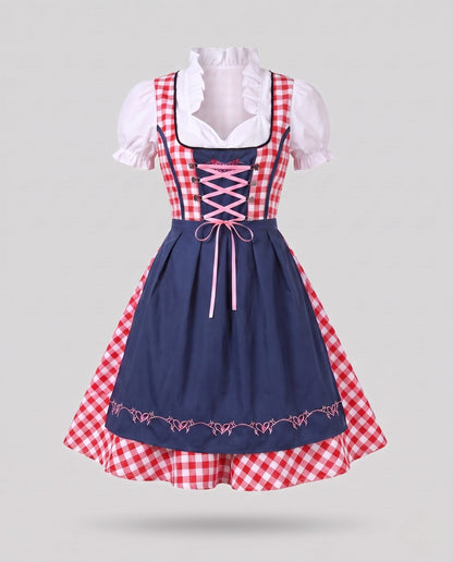 Women's traditional dress with checkered top and elegant ruffles EVA-US