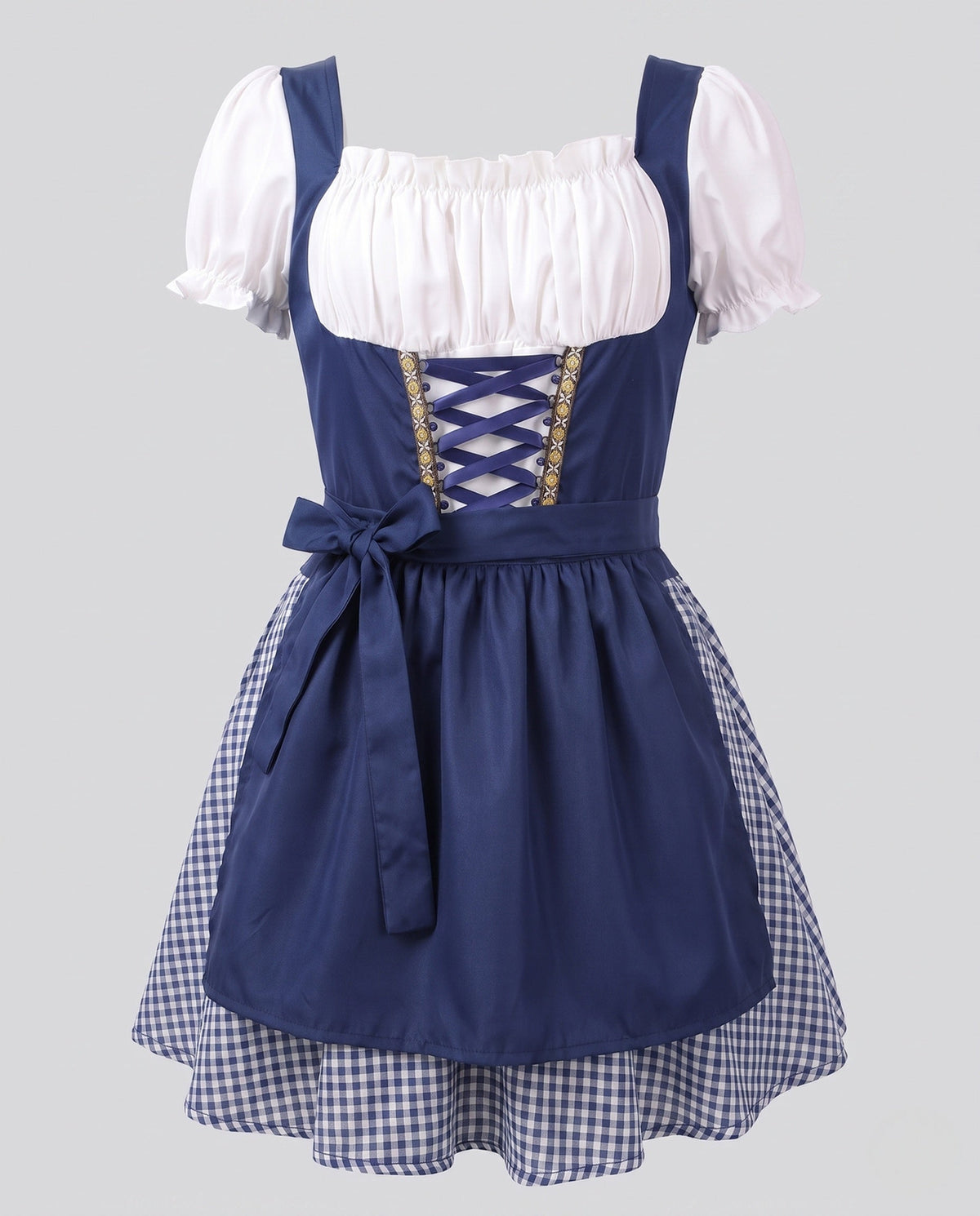 Ladies traditional dirndl dress with ruffles and gingham details EVA-US