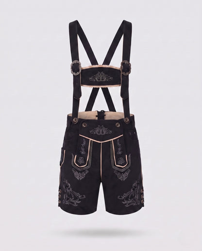 Men's Stylish Traditional Leather Trousers with Elaborate Embroidery EVA-US