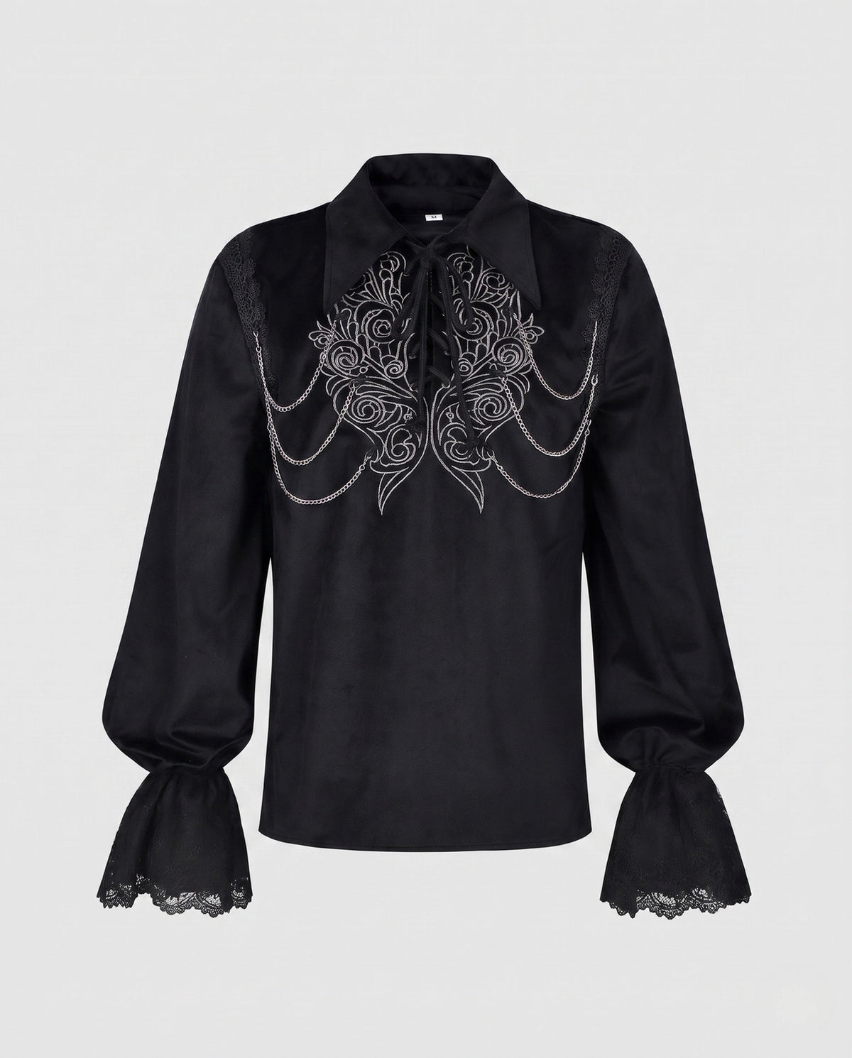 Ladies blouse with elegant lace trim and elaborate embroidery EVA-US
