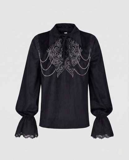 Ladies blouse with elegant lace trim and elaborate embroidery EVA-US