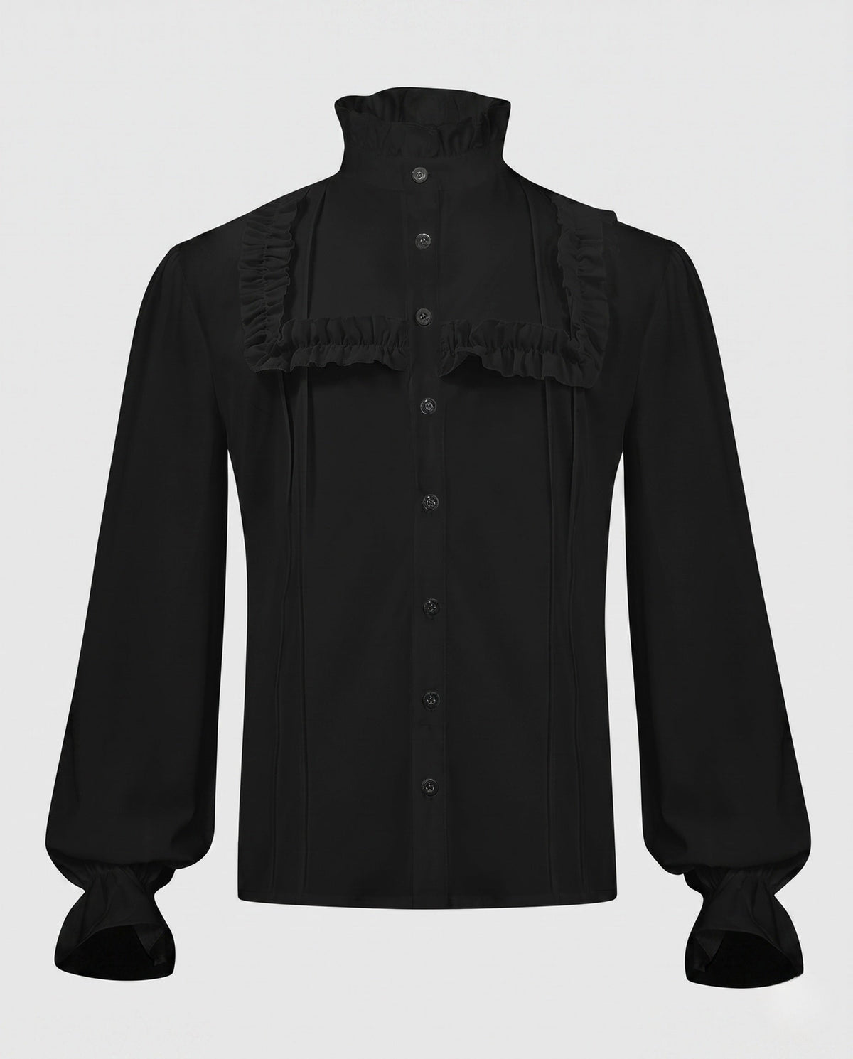 Women’s blouse with ruffle details and high collar EVA-US