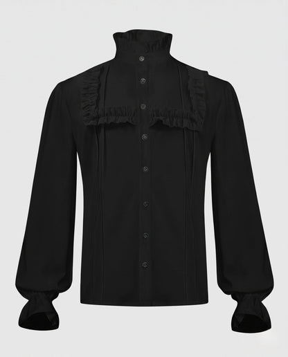 Women’s blouse with ruffle details and high collar EVA-US