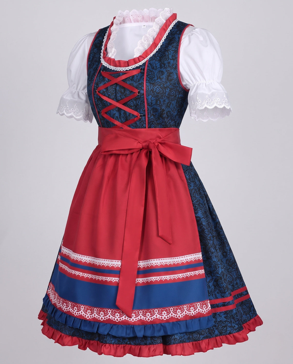 Ladies dirndl dress with elaborate lace and elegant waist belt EVA-US