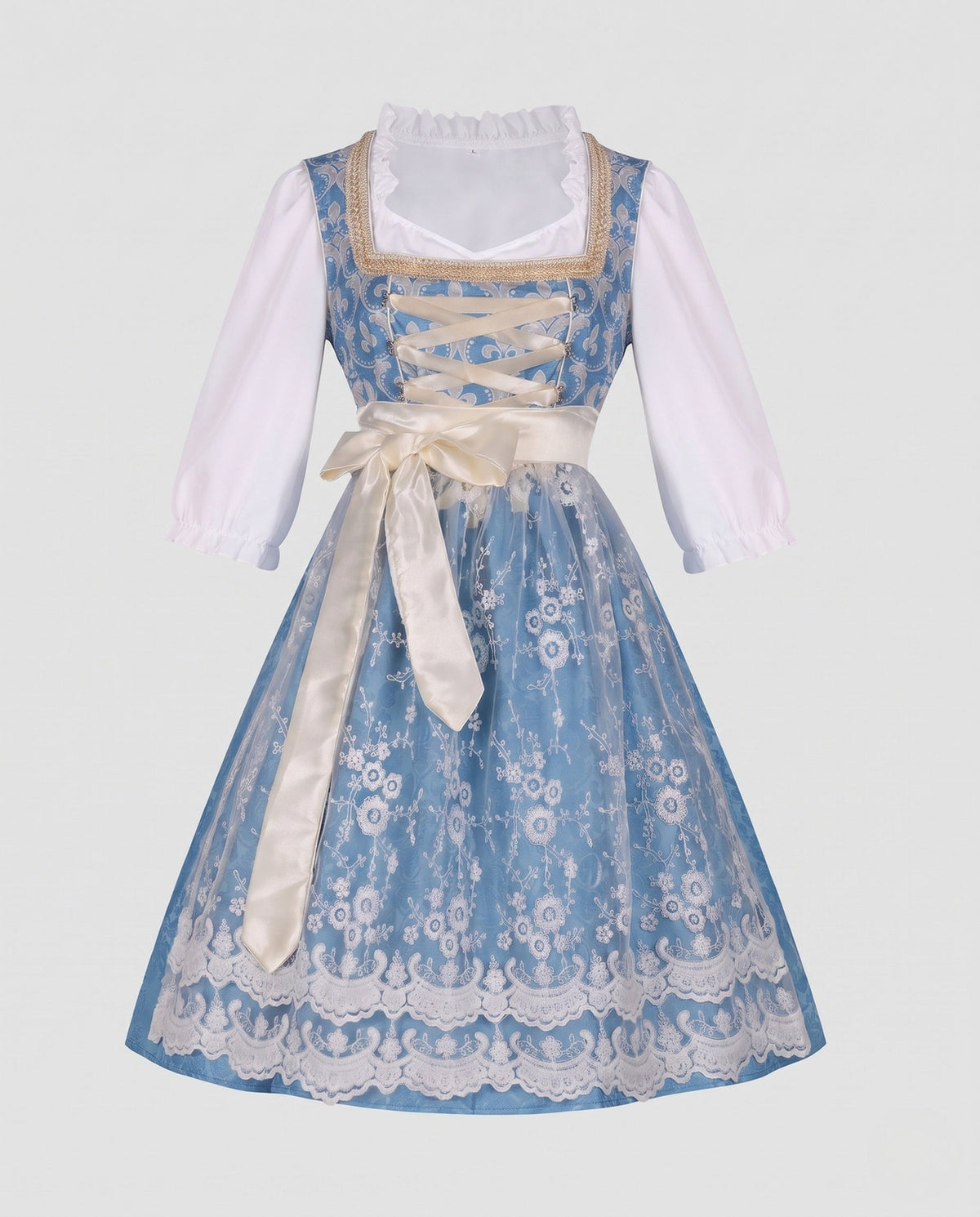 Women's dirndl dress with elegant lace accents and traditional hem EVA-US