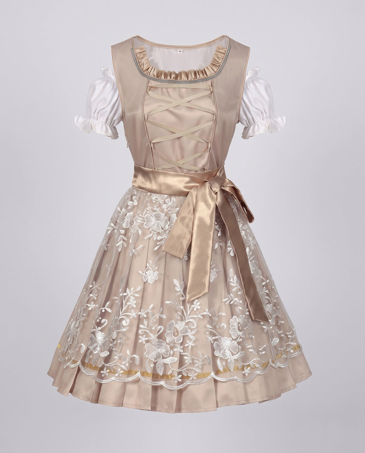 Women's dirndl dress with elegant embroidery and charming waistband EVA-US