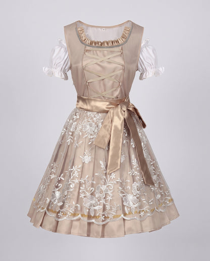 Women's dirndl dress with elegant embroidery and charming waistband EVA-US