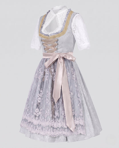 Women's Dirndl dress with fine lace and decorative waistband EVA-US