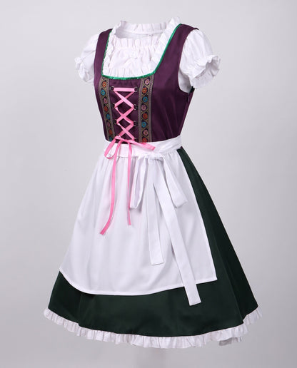 Women's dirndl dress with floral appliqués and ruffle details EVA-US