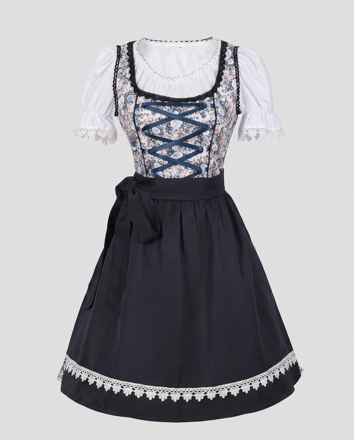 Women's dirndl dress with floral inserts and high-quality lace decoration EVA-US