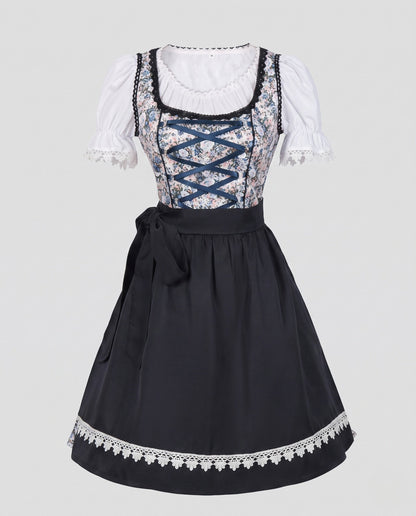 Women's dirndl dress with floral inserts and high-quality lace decoration EVA-US