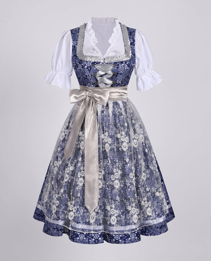 Women's dirndl dress with floral patterns and elegant ruffle details EVA-US