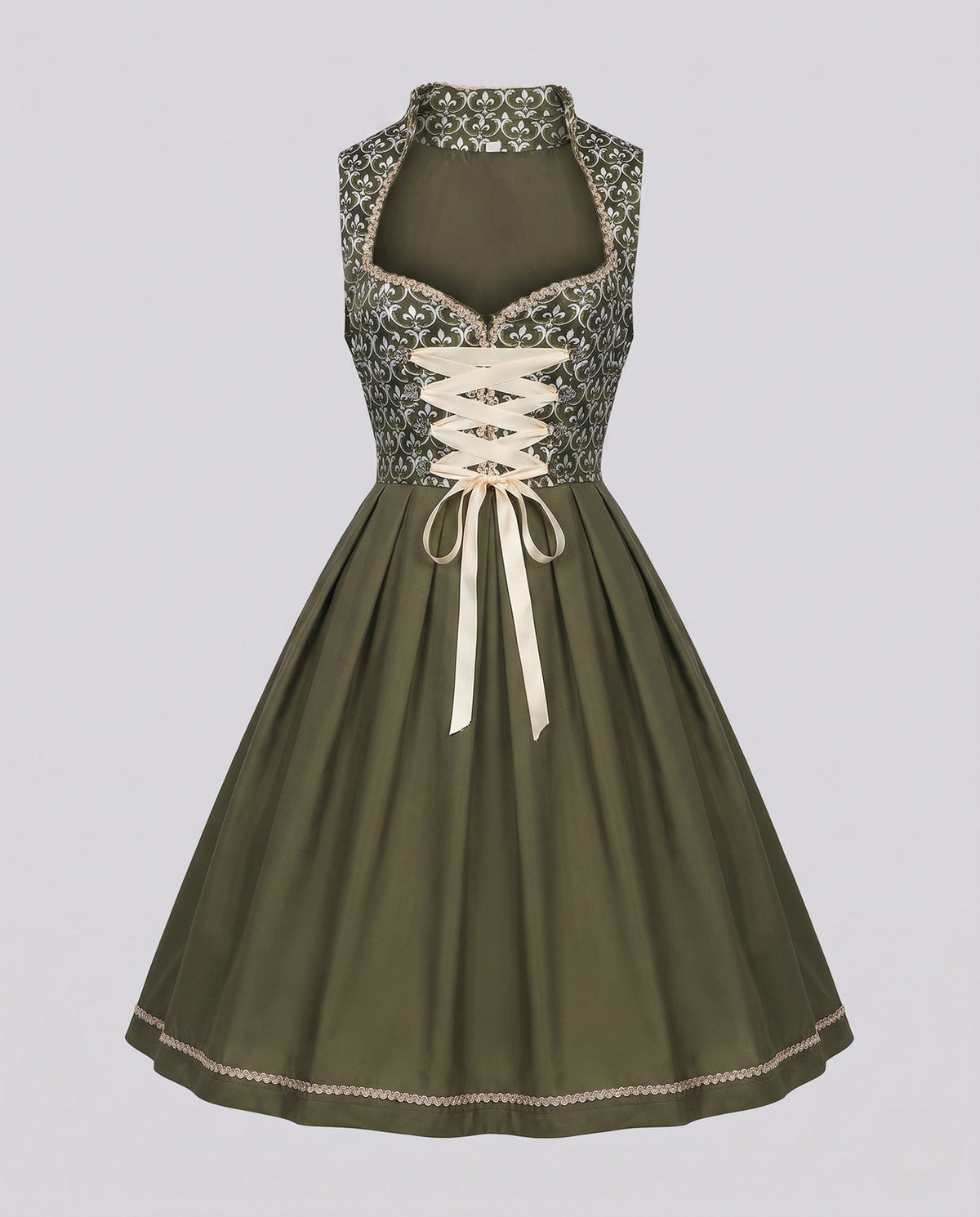 Women's dirndl dress with floral embroidery and elegant waist belt EVA-US