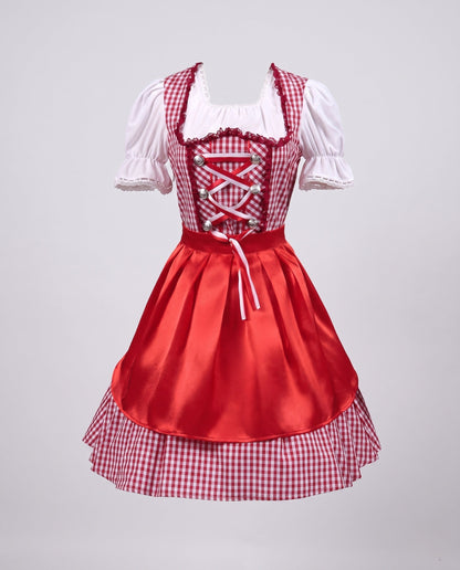 Ladies Dirndl dress with modern check patterns and flared skirt EVA-US