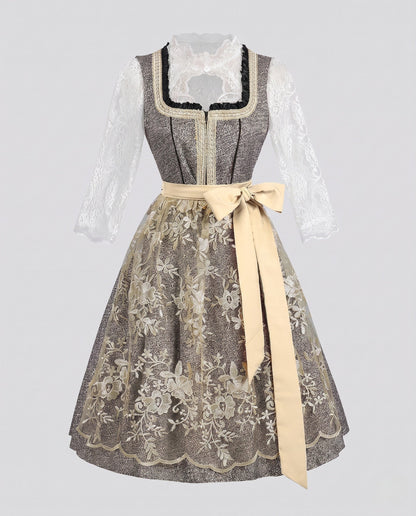 Women's Dirndl with intricate lace accents and elegant apron EVA-US