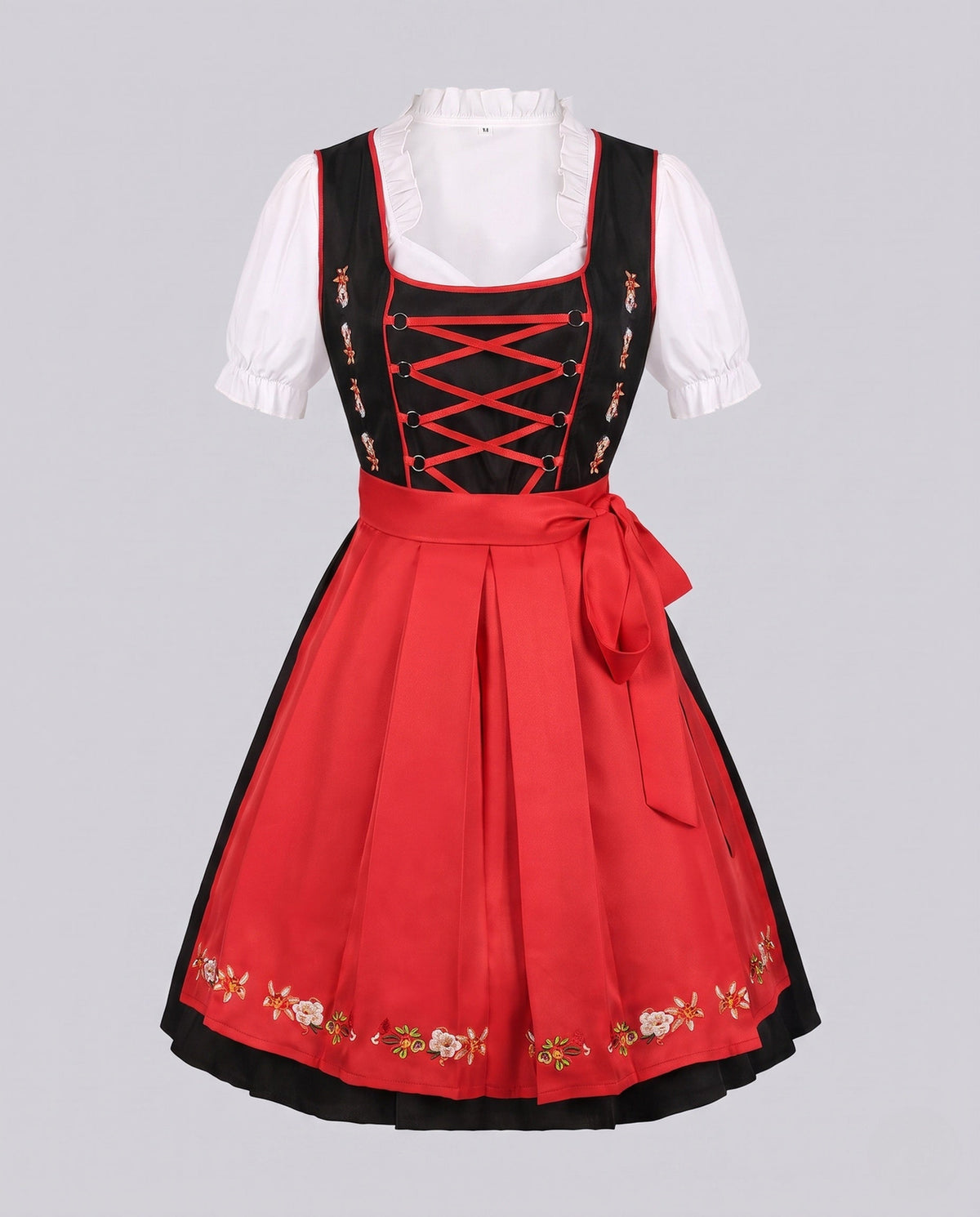 Ladies Dirndl set with intricate lacing and floral embellishments EVA-US