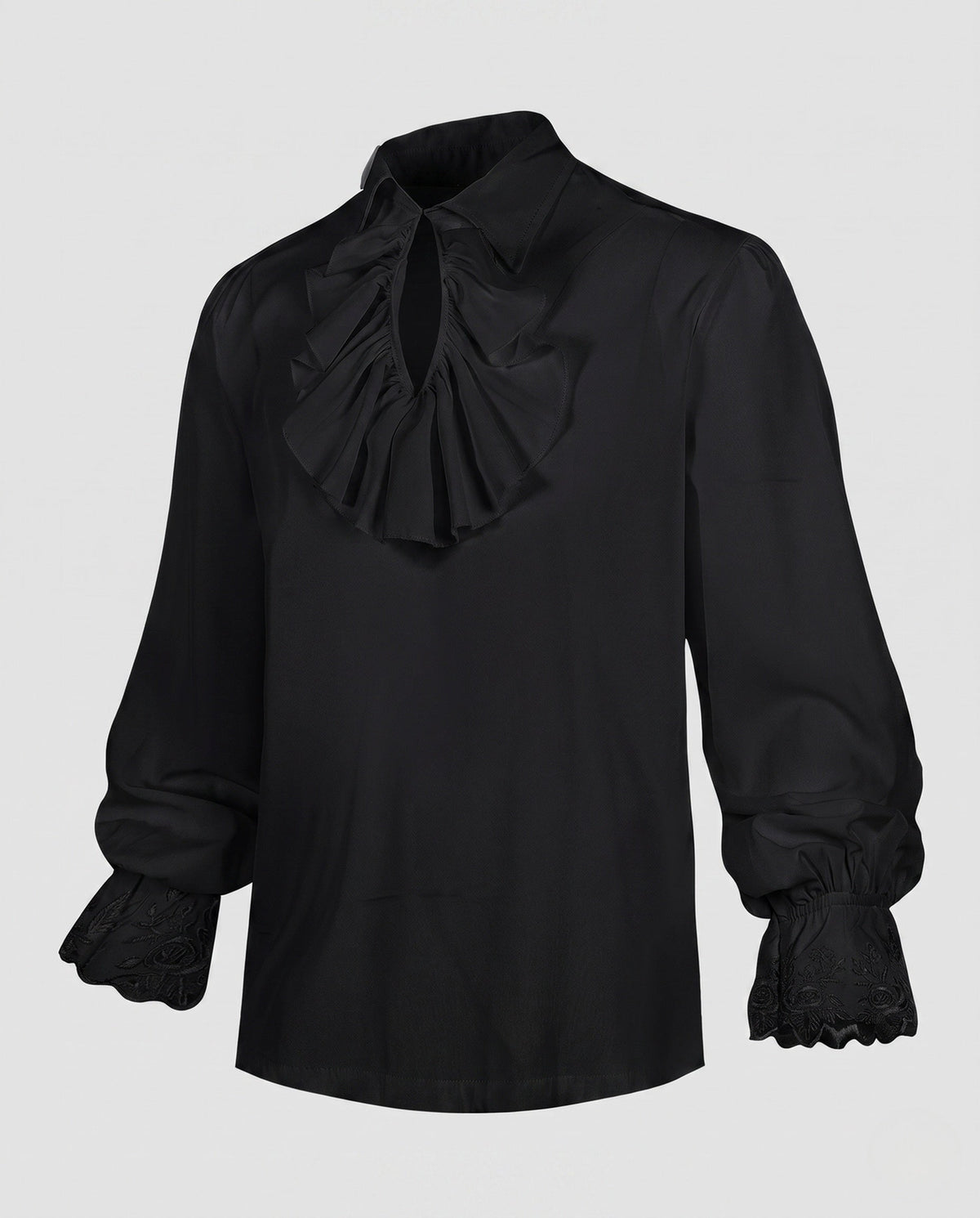 Women elegant blouse with ruffle details and subtle lace trim EVA-US