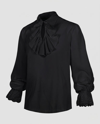Women elegant blouse with ruffle details and subtle lace trim EVA-US