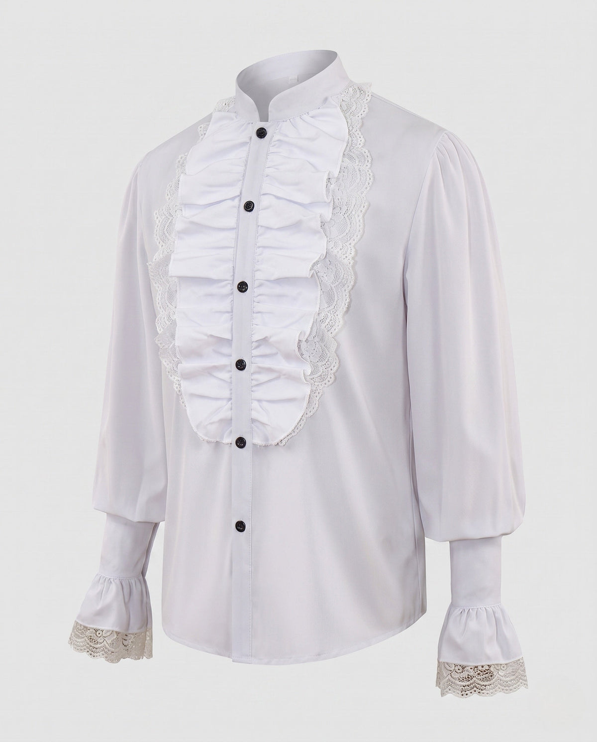 Women elegant blouse with ruffle details and lace accents EVA-US