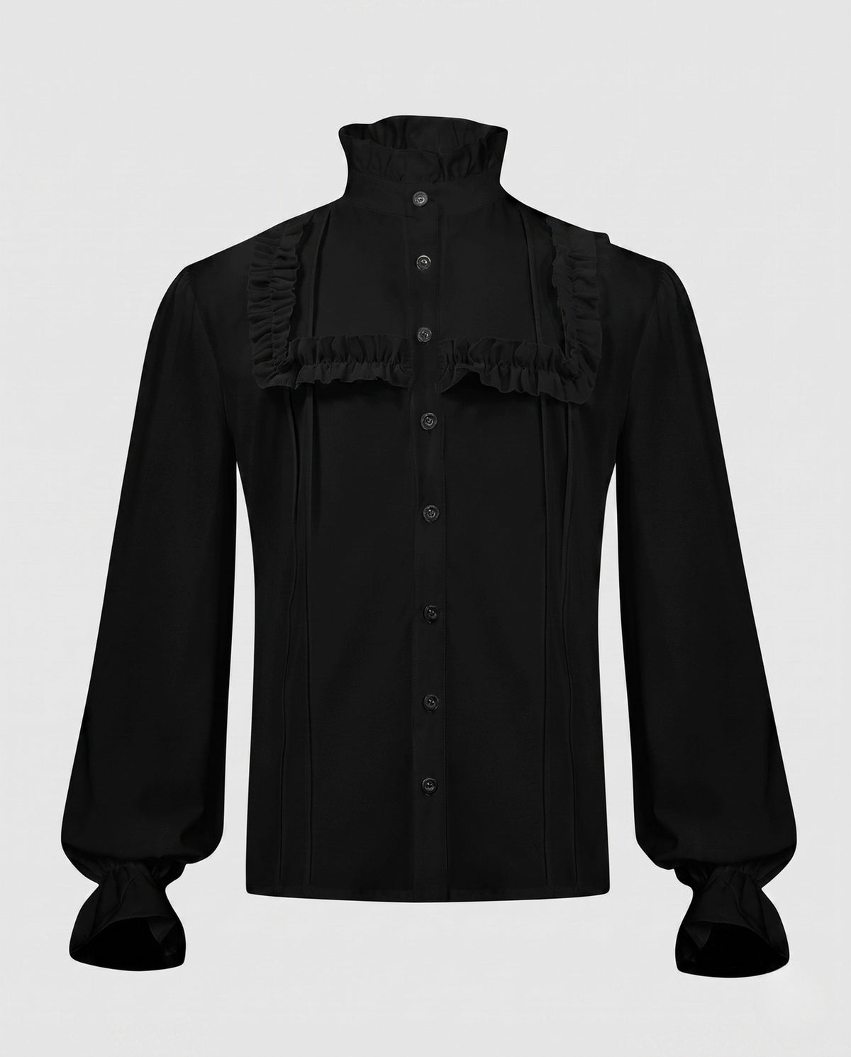 Ladies elegant blouse with ruffle details and stand-up collar EVA-US