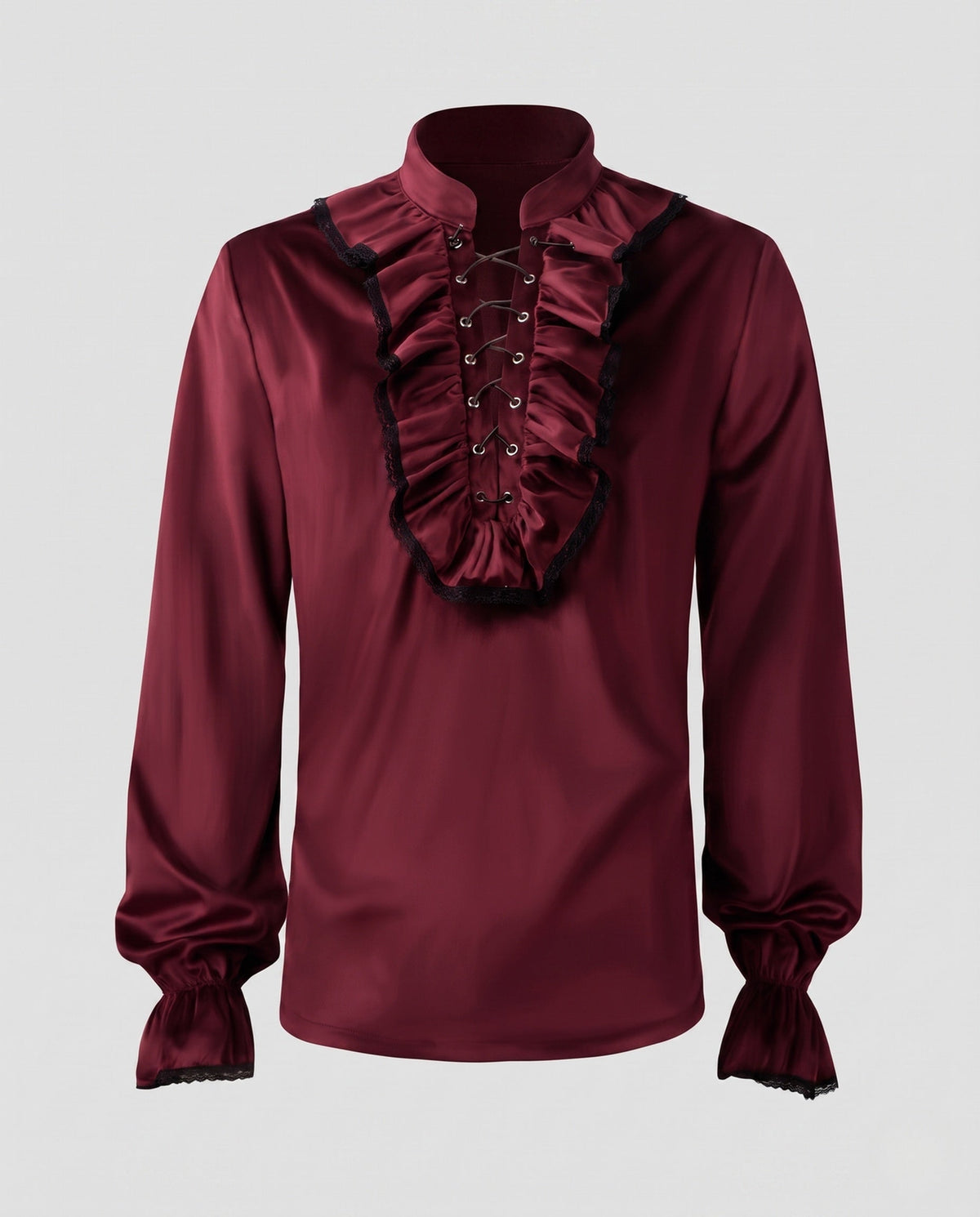 Ladies elegant leisure blouse with ruffle details and lacing EVA-US