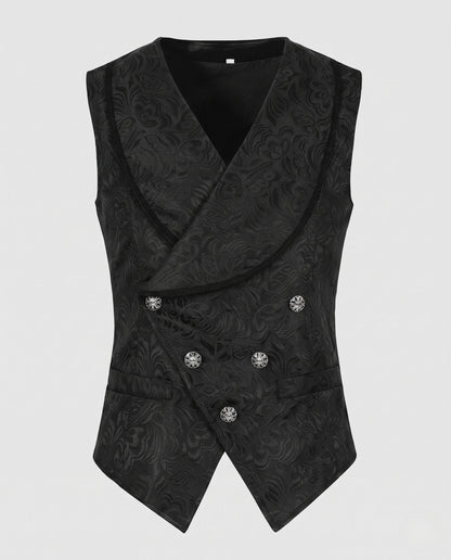 Ladies elegant Jacquard vest with double button placket EVA-US