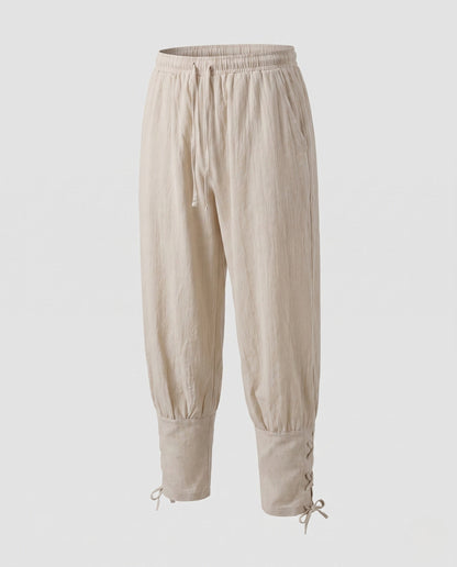 Women's elegant casual pants with elastic waistband and side lacing details EVA-US