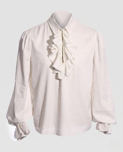 Women's elegant ruffle blouse with finely crafted sleeve cuffs EVA-US