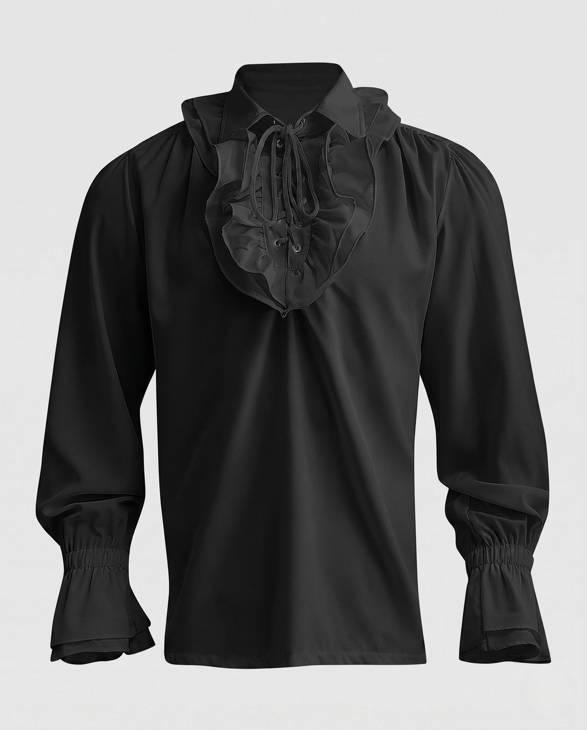 Ladies elegant ruffle blouse with lace-up closure and voluminous sleeves EVA-US