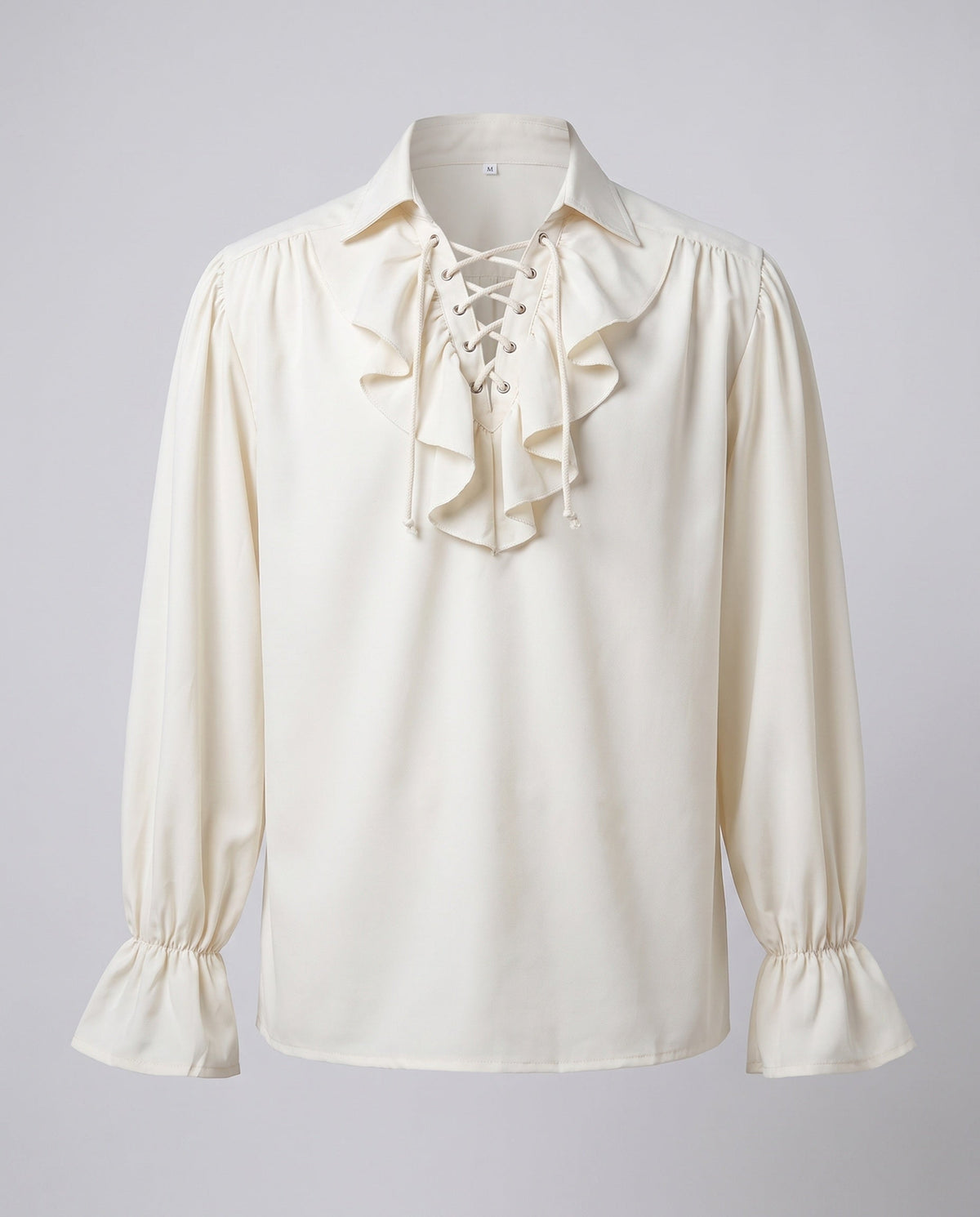 Women elegant ruffle blouse with lacing and voluminous sleeves EVA-US
