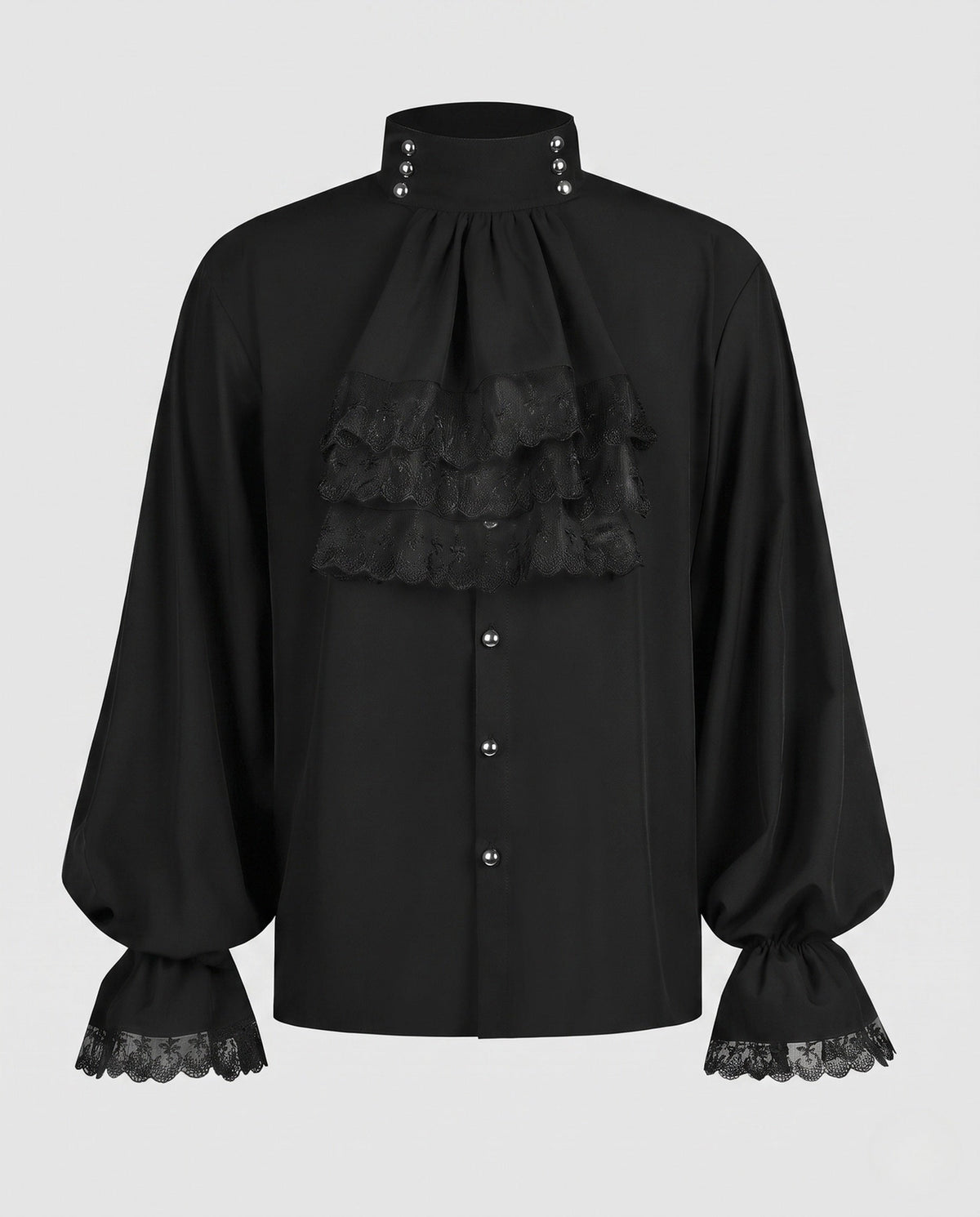 Women's Elegant Ruffle Blouse with Lace Accents EVA-US