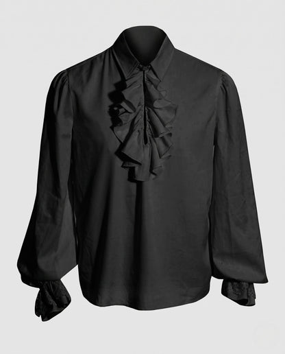 Ladies elegant ruffle shirt with decorative details EVA-US