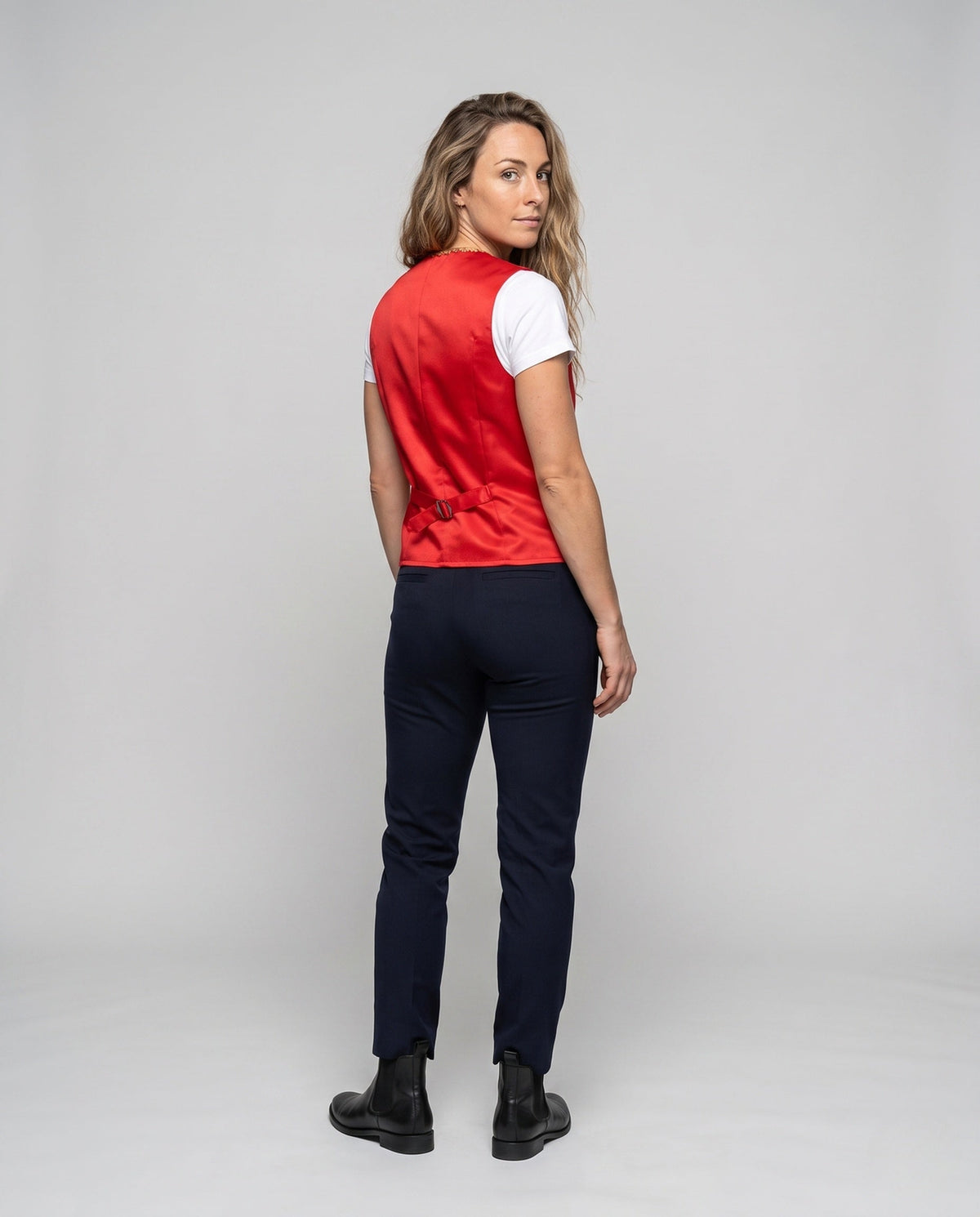 Women's Elegant Stand Collar Vest with Artful Decorations EVA-US